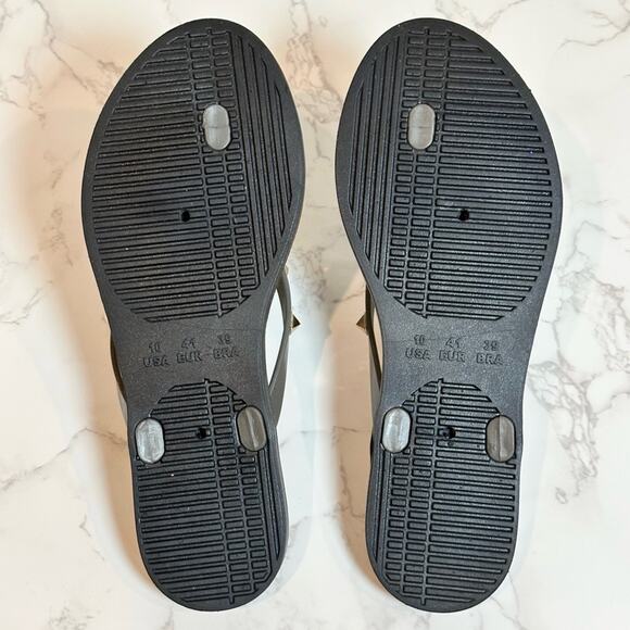 Ann More Grey JELLY SANDALS BOW TRIM DECORATION THONG SANDAL SZ 10 $28 - Picture 10 of 11